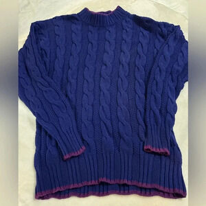 VTG Colours by Alexander Julian Cable Knit Chunky Sweater Cotton Preppy Med USA